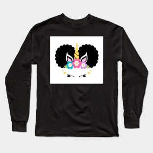 Afro Puffed Unicorn Long Sleeve T-Shirt